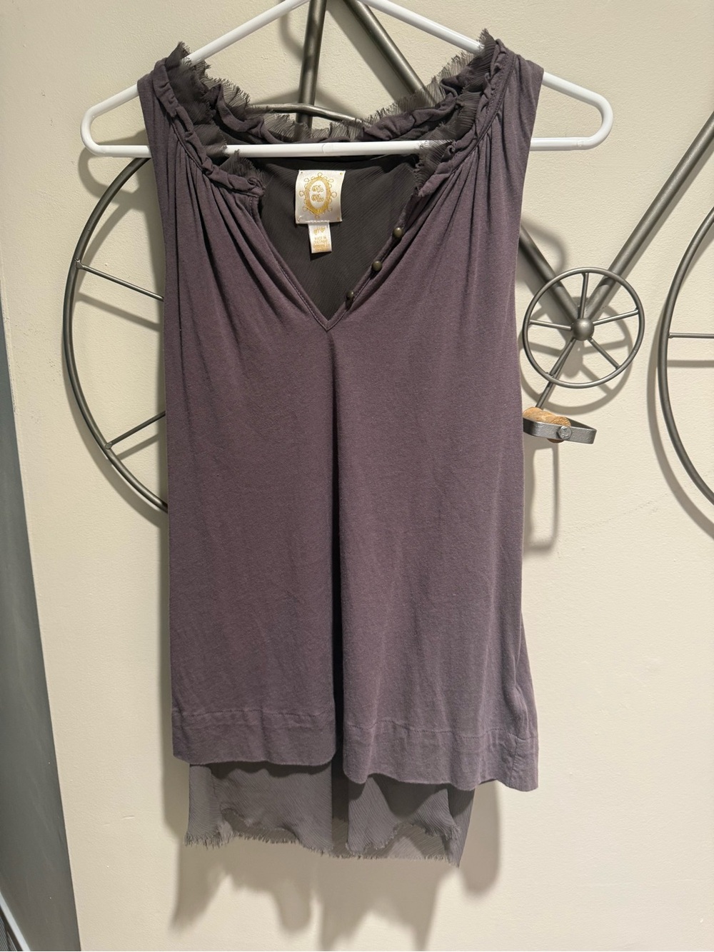 Ric Rac Anthropologie Layered Split Back Tank Top Raw Hem Size S